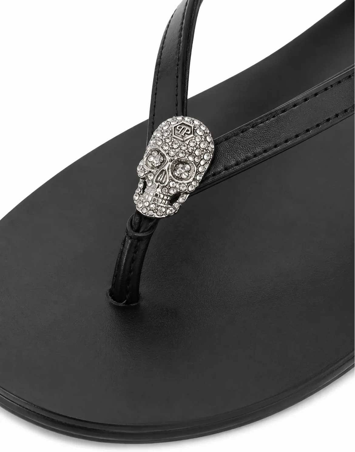 Nappa Flip Flop Sandals Crystal Skull, цвет: Черный