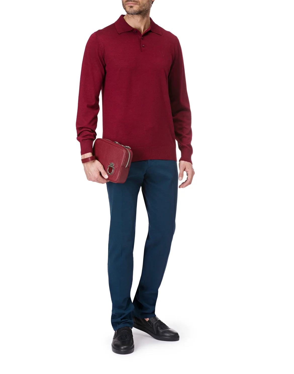 Pullover Polo-Neck LS "Cross", цвет: Красный