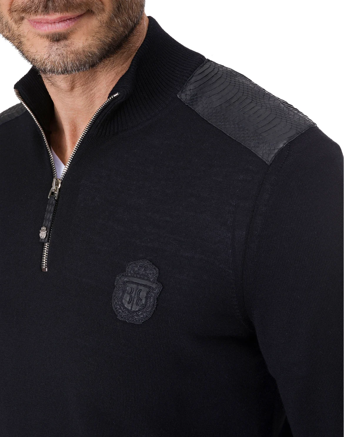Pullover zip mock "Florian", цвет: Черный