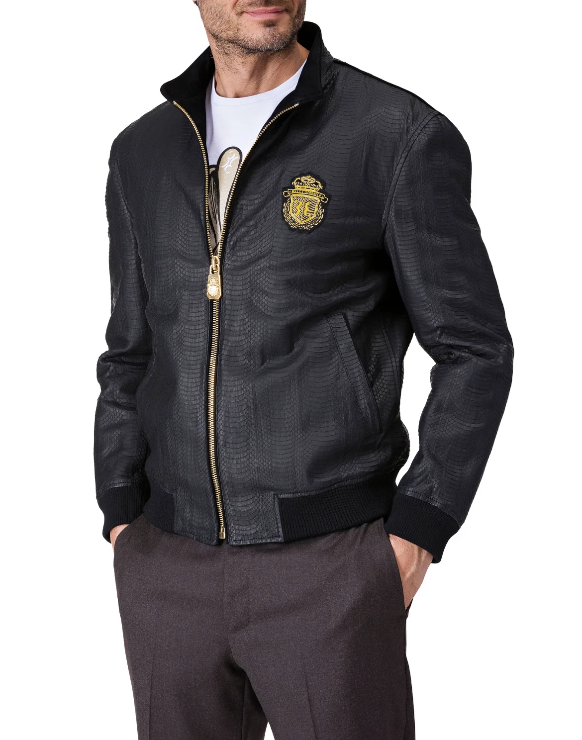 Leather Bomber "Willy", цвет: Черный
