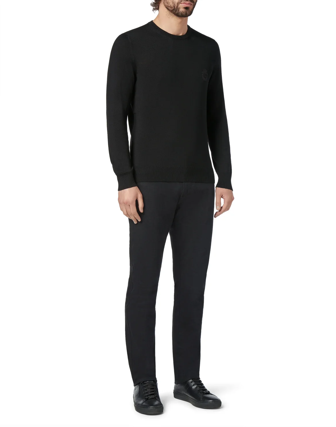 Pullover Round Neck LS Crest, цвет: Черный