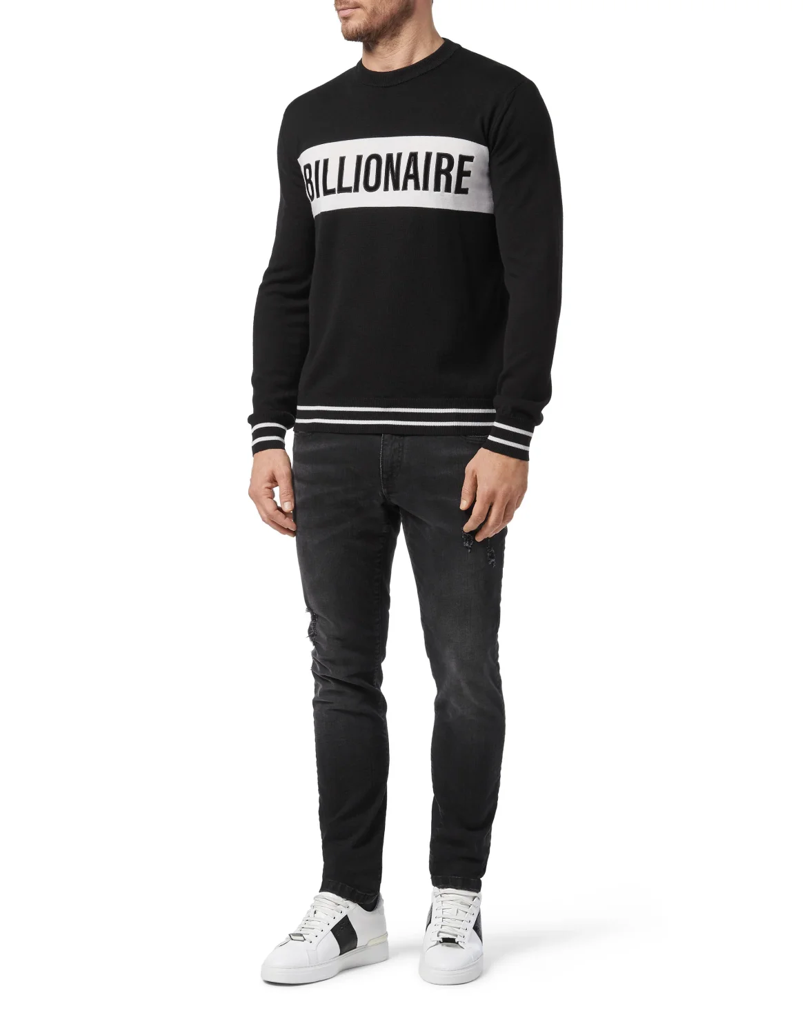 Pullover Round Neck LS Statement, цвет: Черный