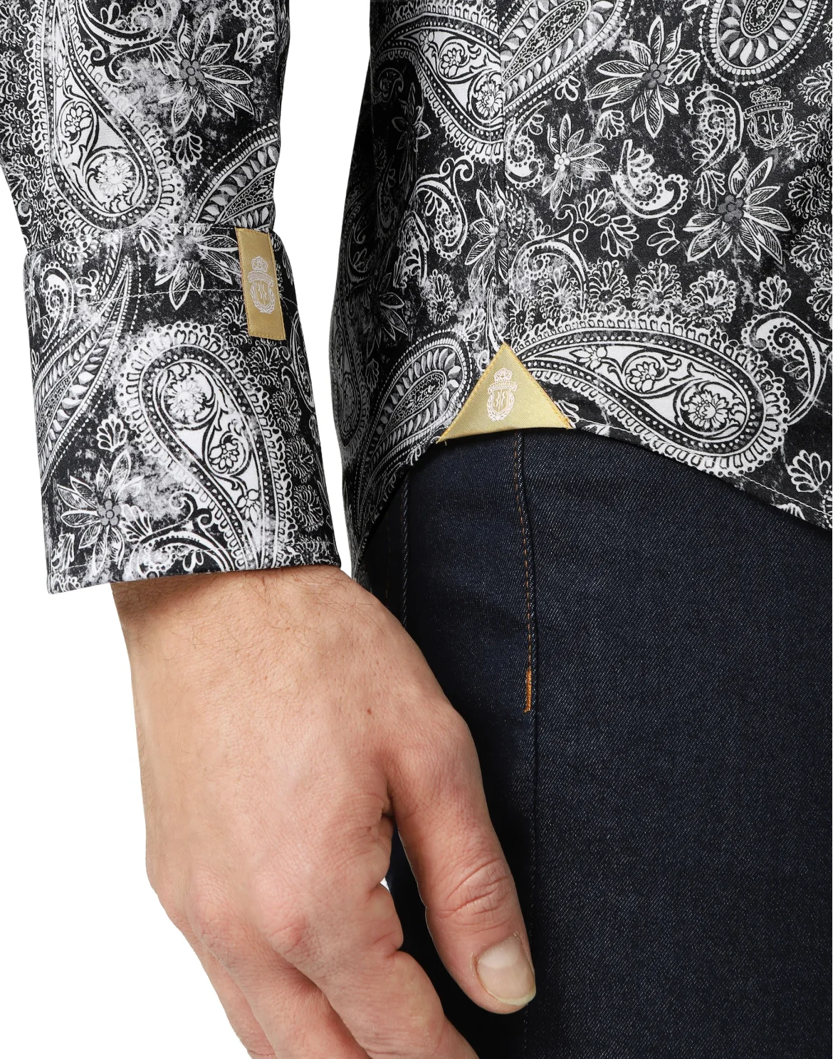 Shirt Gold Cut LS Flavio/Watch Paisley, цвет: Черный