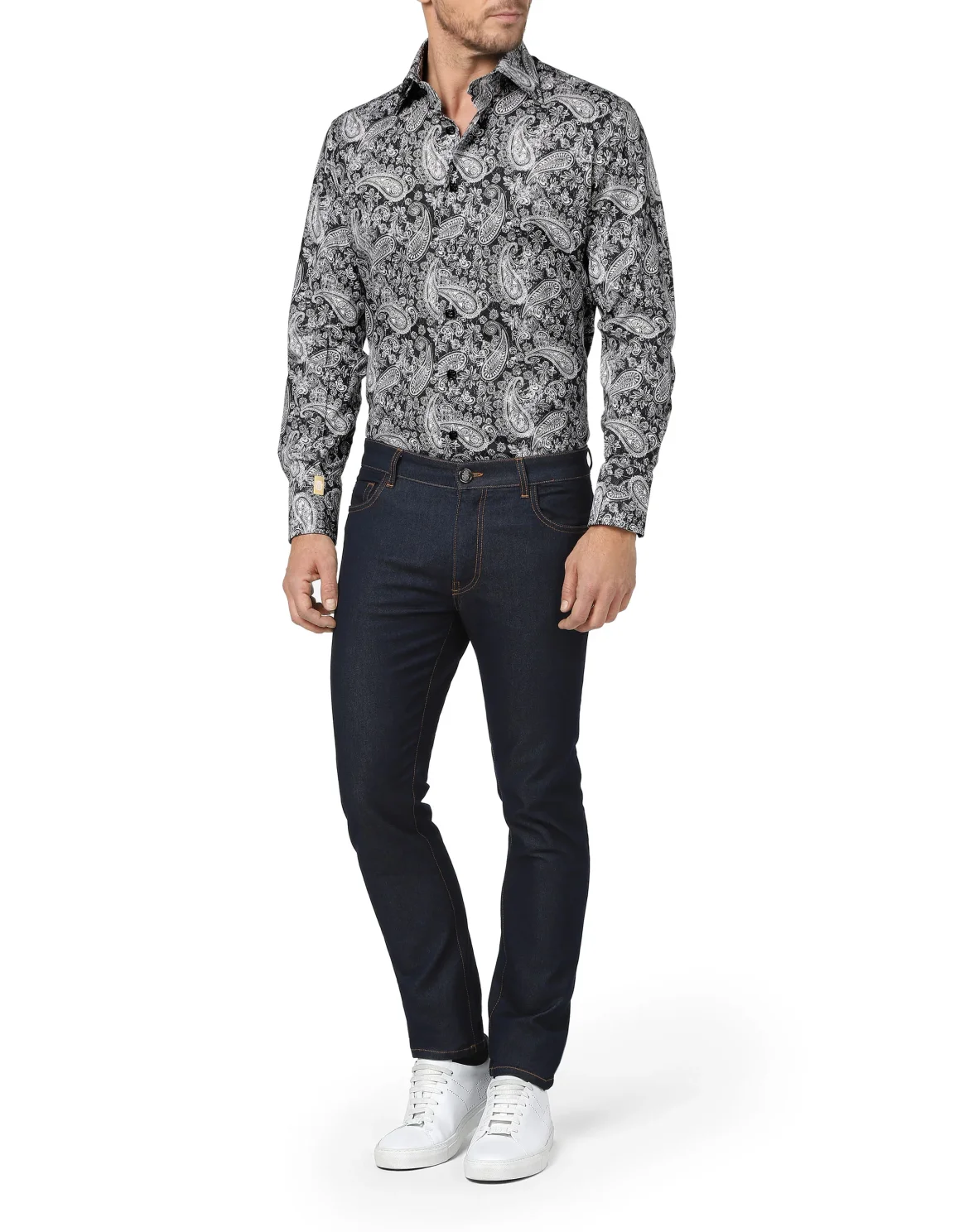 Shirt Gold Cut LS Flavio/Watch Paisley, цвет: Черный
