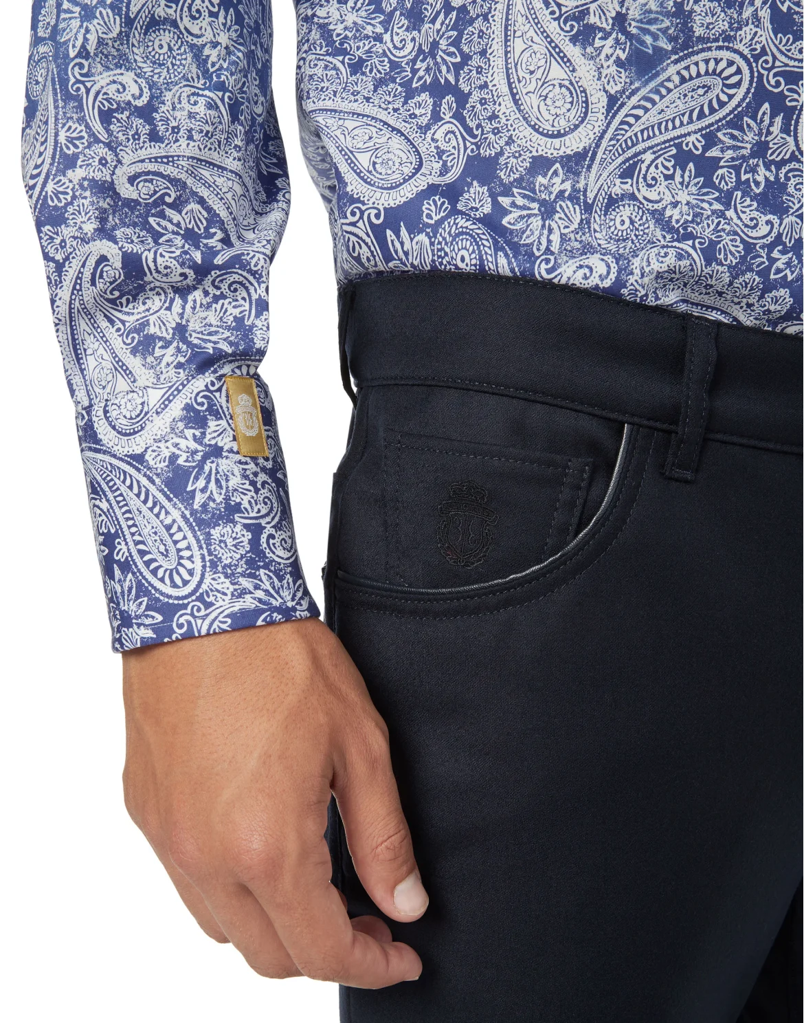 Shirt Gold Cut LS Flavio/Watch Paisley, цвет: Синий