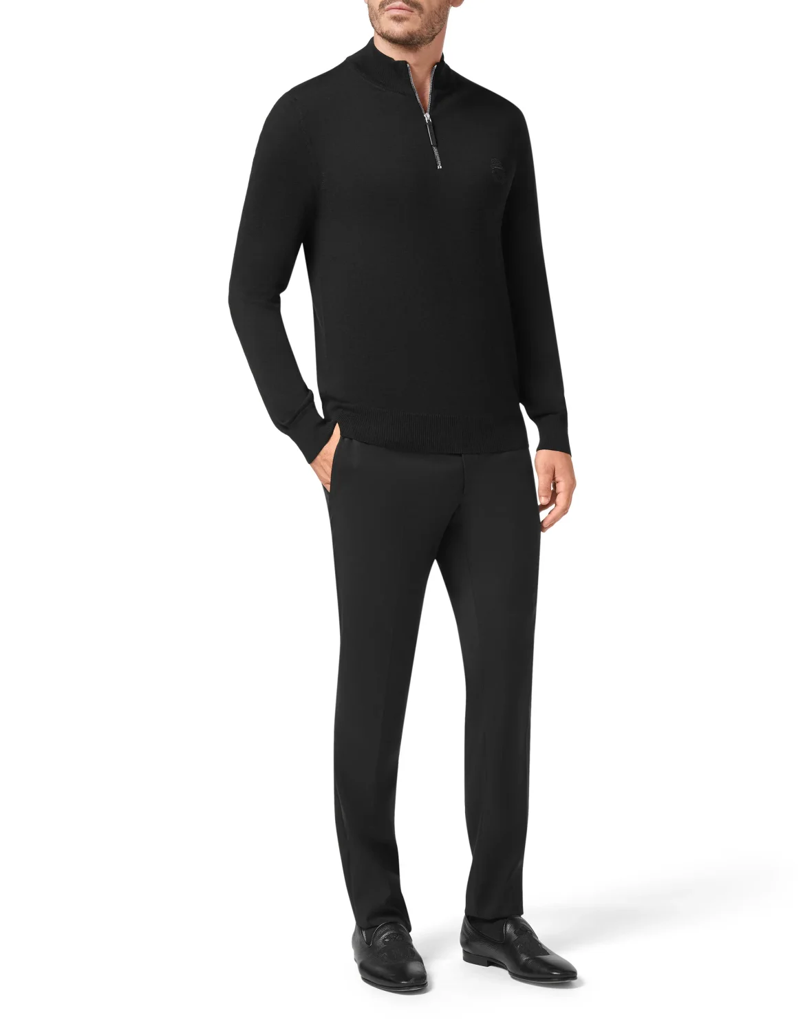 Pullover zip mock Crest, цвет: Черный