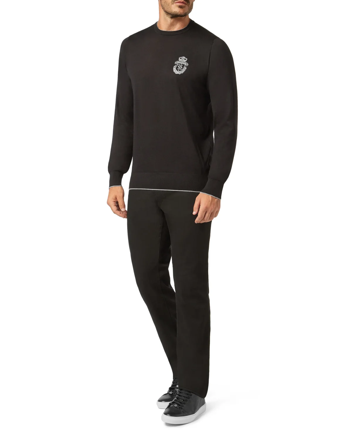 Pullover Round Neck LS Crest, цвет: Черный