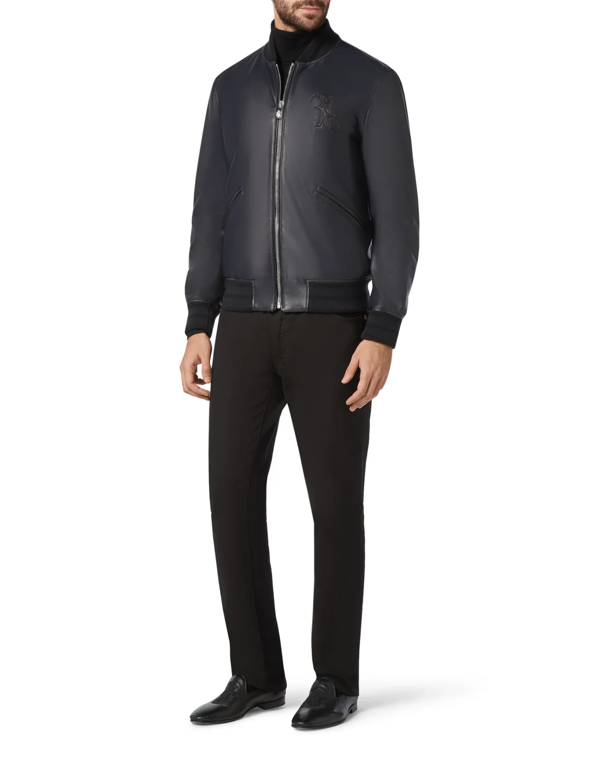 Leather Bomber Double B, цвет: Синий