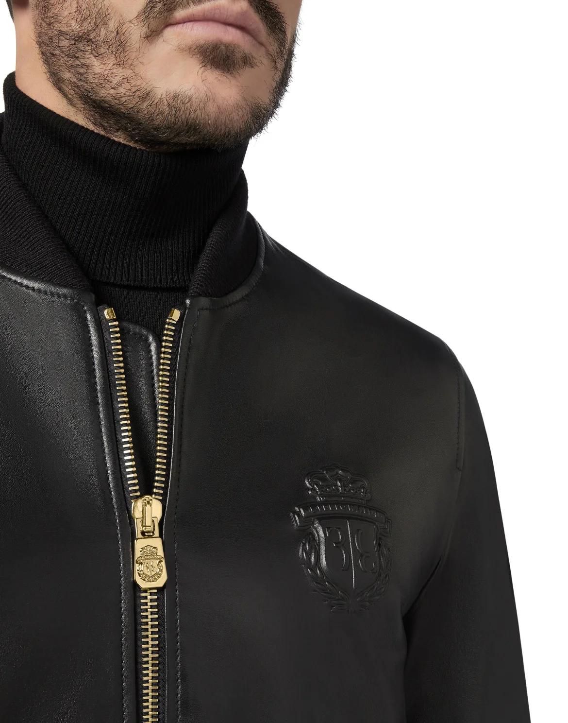 Leather Bomber Embossed Crest, цвет: Черный