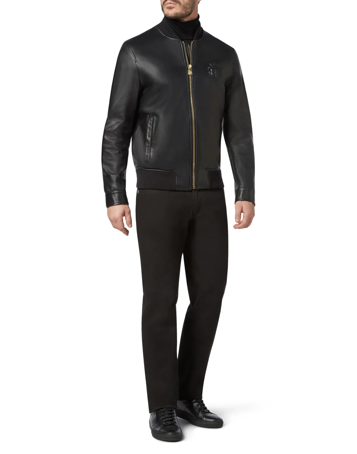 Leather Bomber Embossed Crest, цвет: Черный