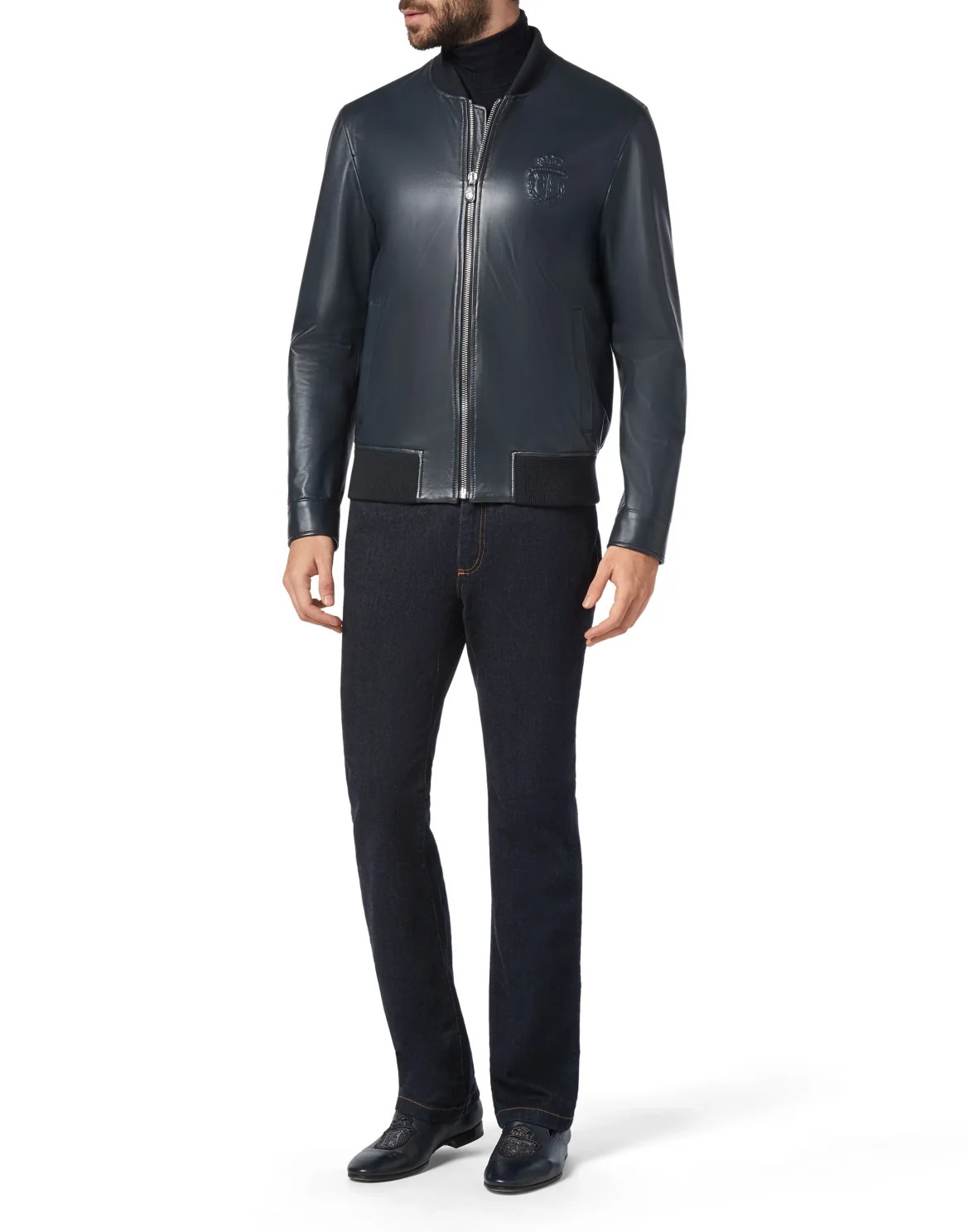 Leather Bomber Embossed Crest, цвет: Синий