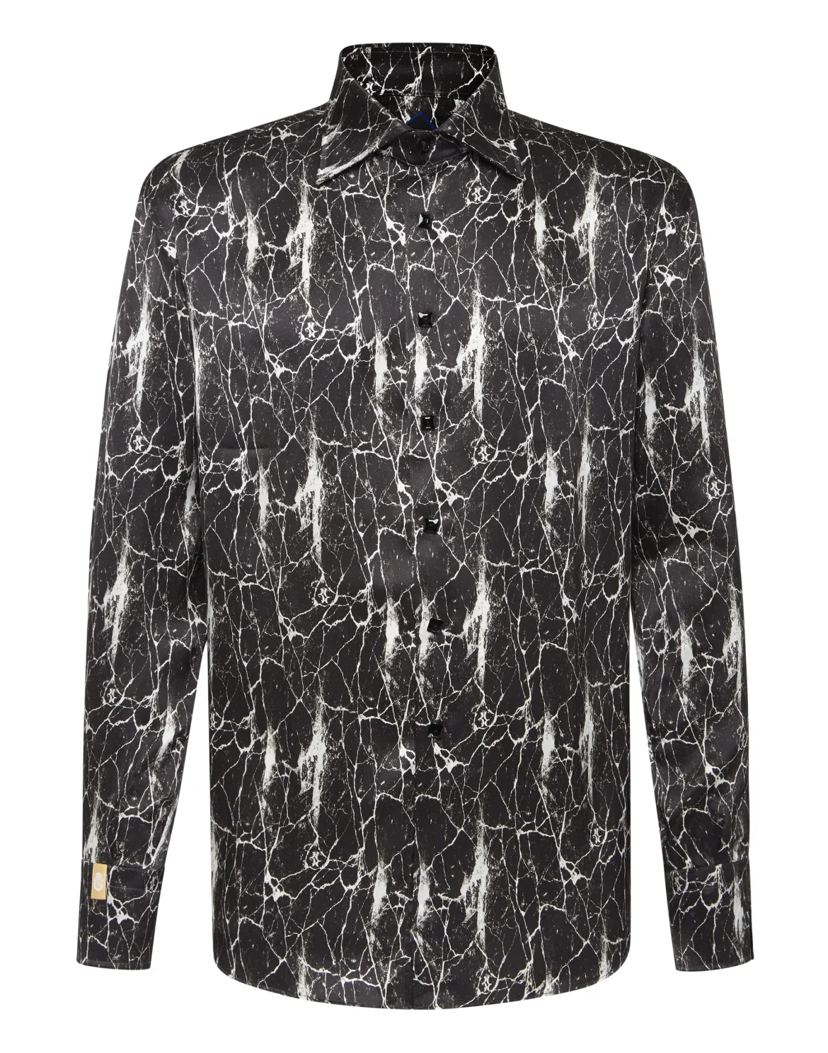 Silk Shirt Silver Cut LS/Flavio Marbled, цвет: Черный