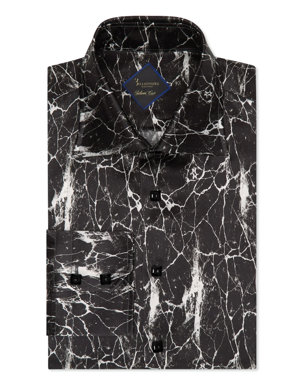Silk Shirt Silver Cut LS/Flavio Marbled, цвет: Черный
