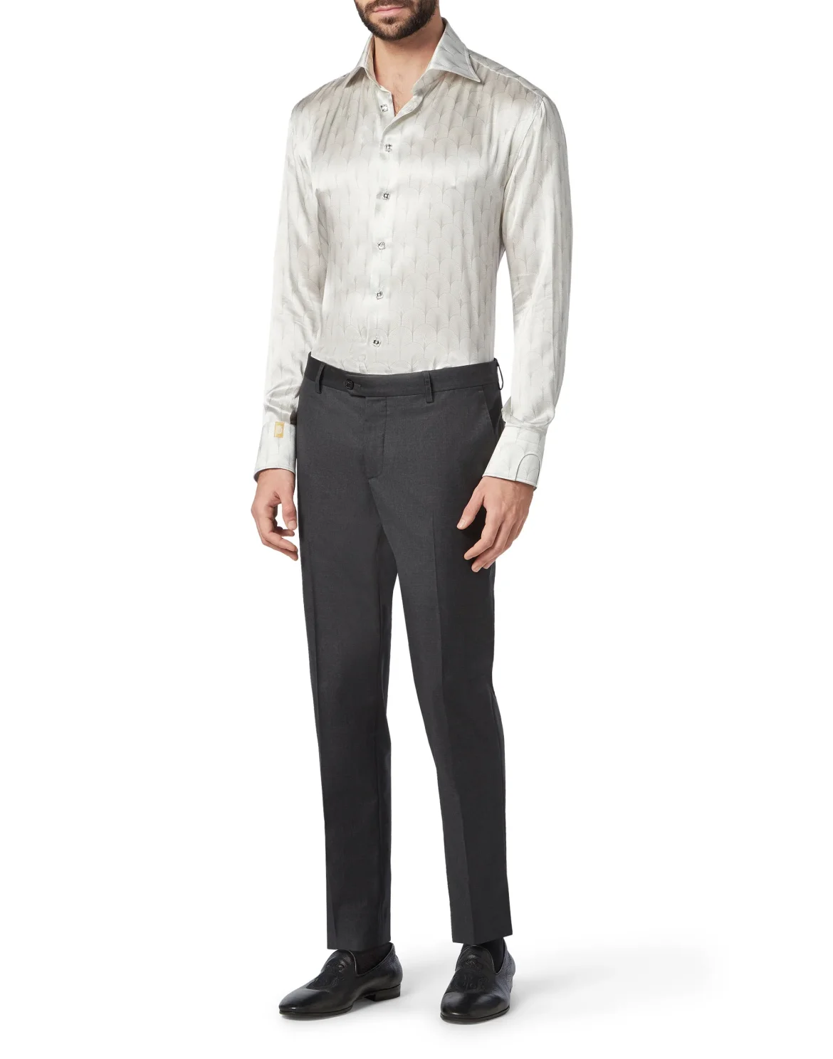 Silk Shirt Silver Cut LS/Flavio Geometric, цвет: Белый