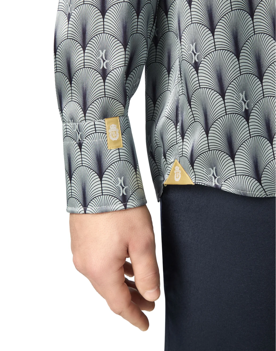 Silk Shirt Silver Cut LS/Flavio Geometric, цвет: Голубой