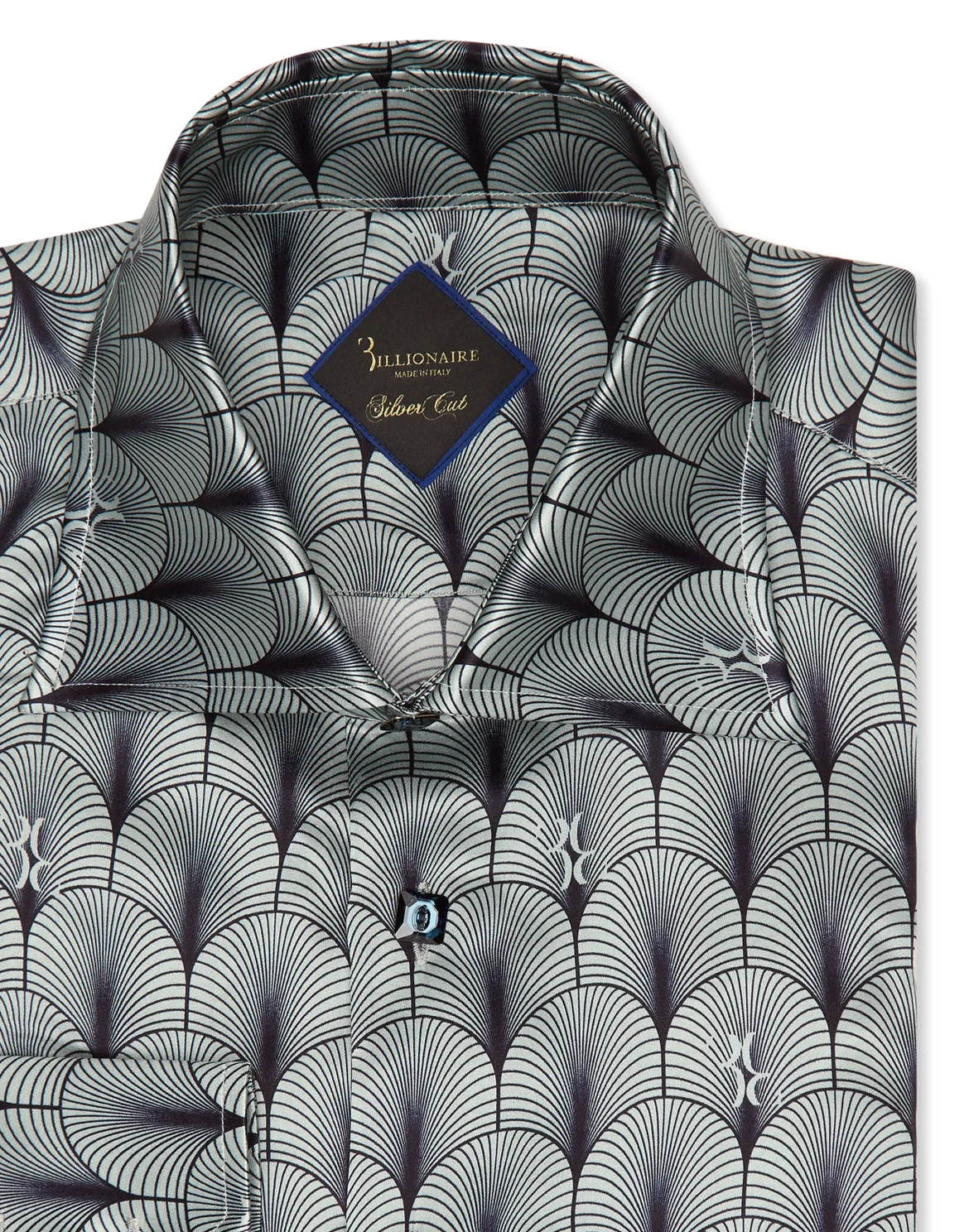 Silk Shirt Silver Cut LS/Flavio Geometric, цвет: Голубой