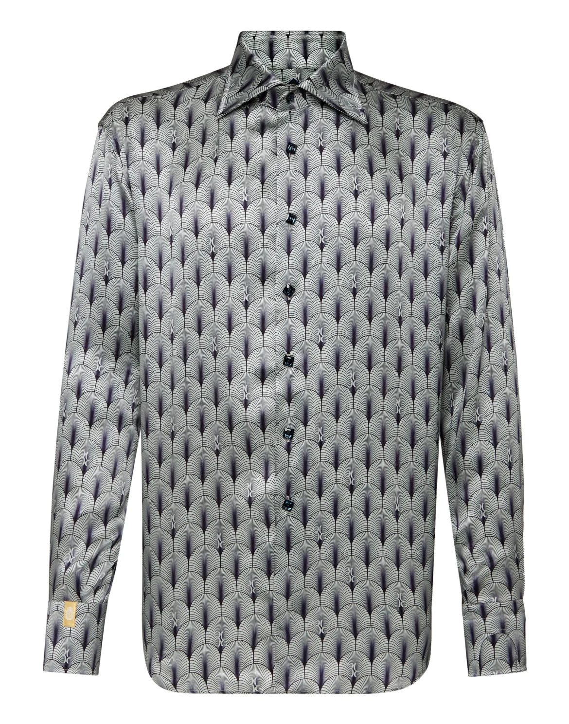 Silk Shirt Silver Cut LS/Flavio Geometric, цвет: Голубой