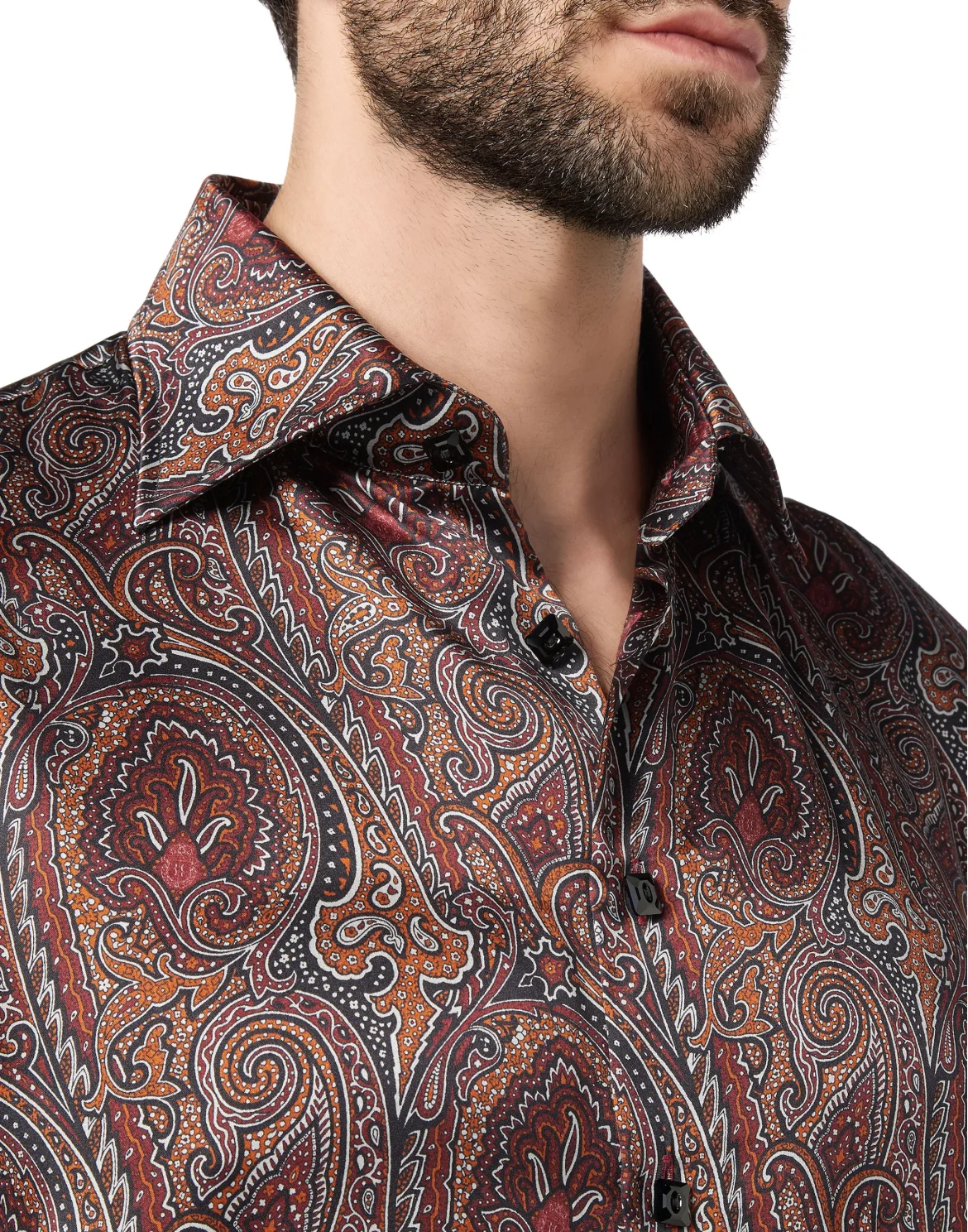 Silk Shirt Silver Cut LS/Flavio Baroque, цвет: Красный