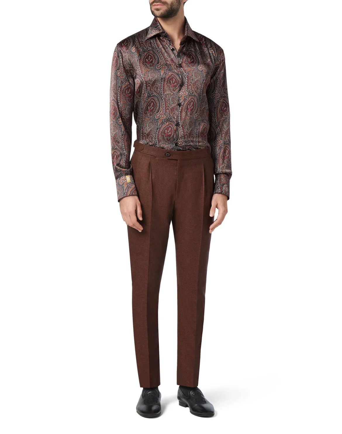Silk Shirt Silver Cut LS/Flavio Baroque, цвет: Красный