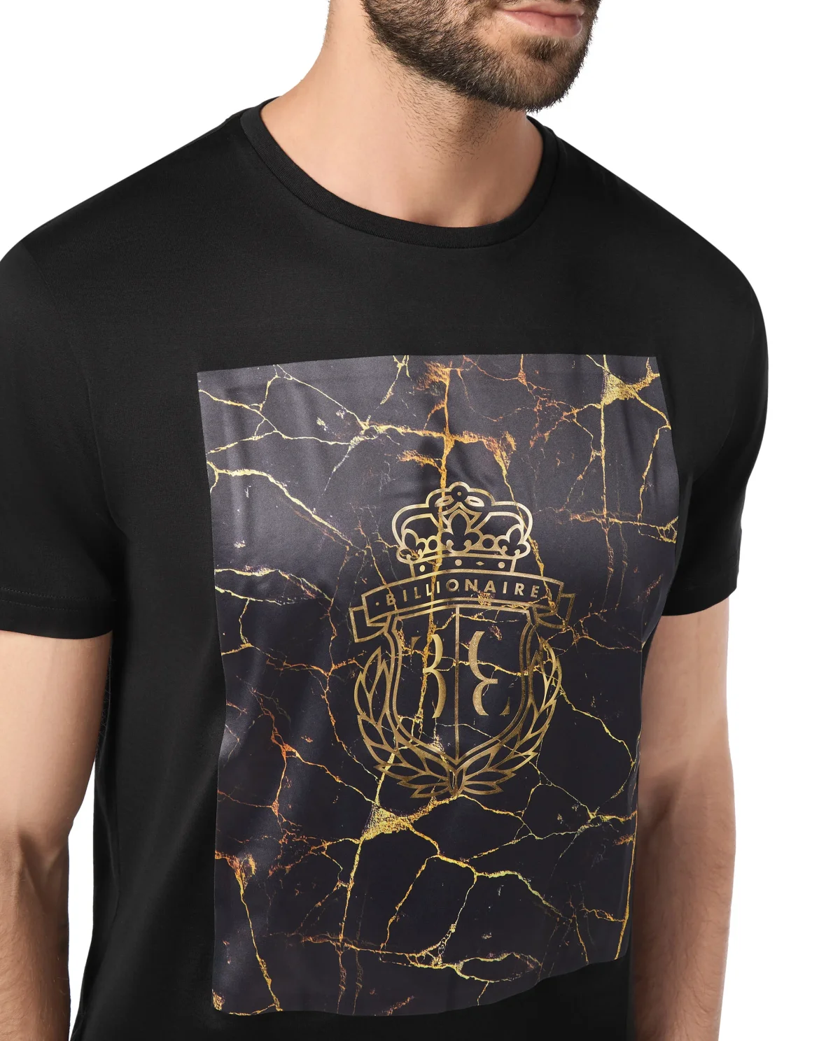 T-shirt Round Neck SS Marbled, цвет: Черный