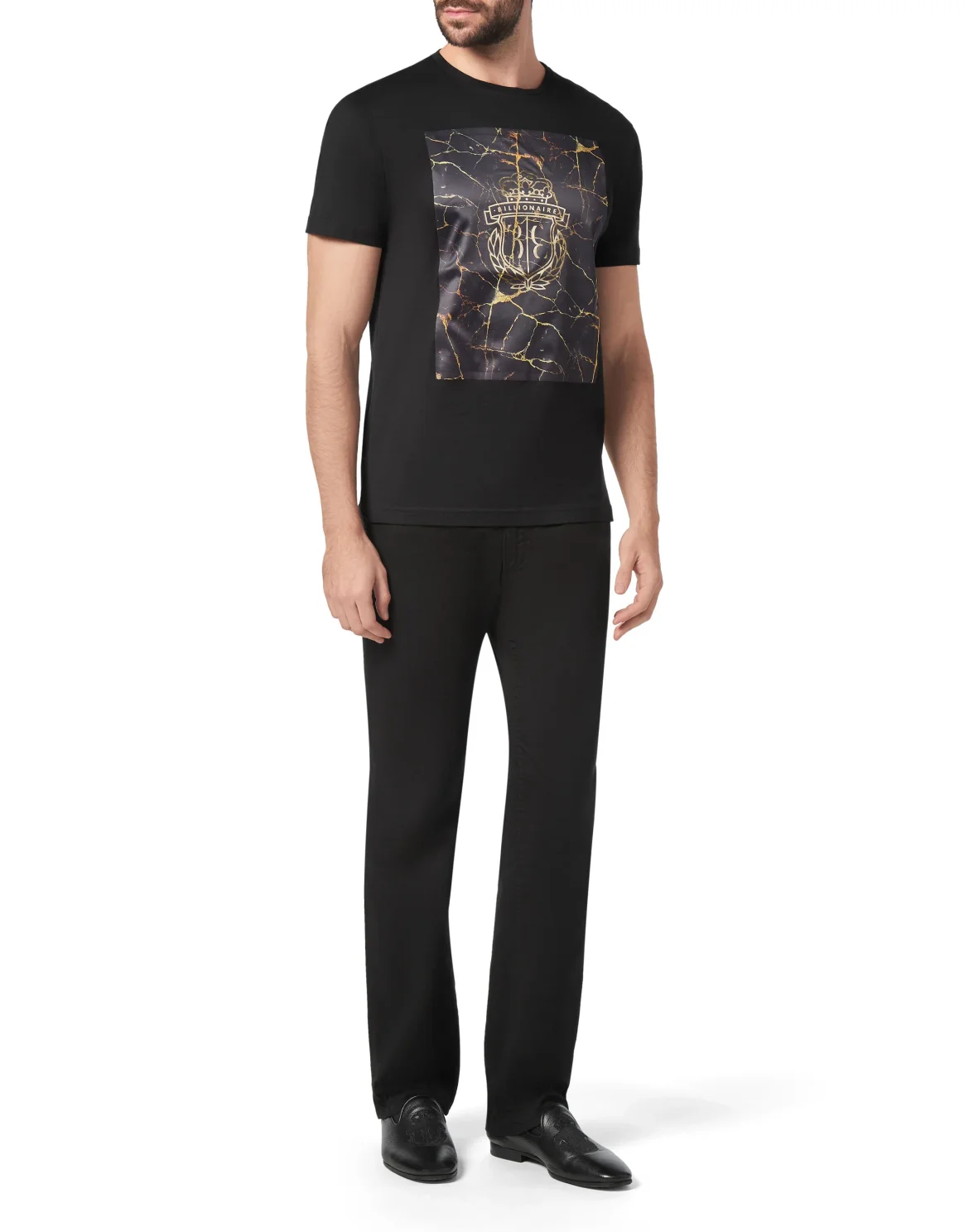T-shirt Round Neck SS Marbled, цвет: Черный