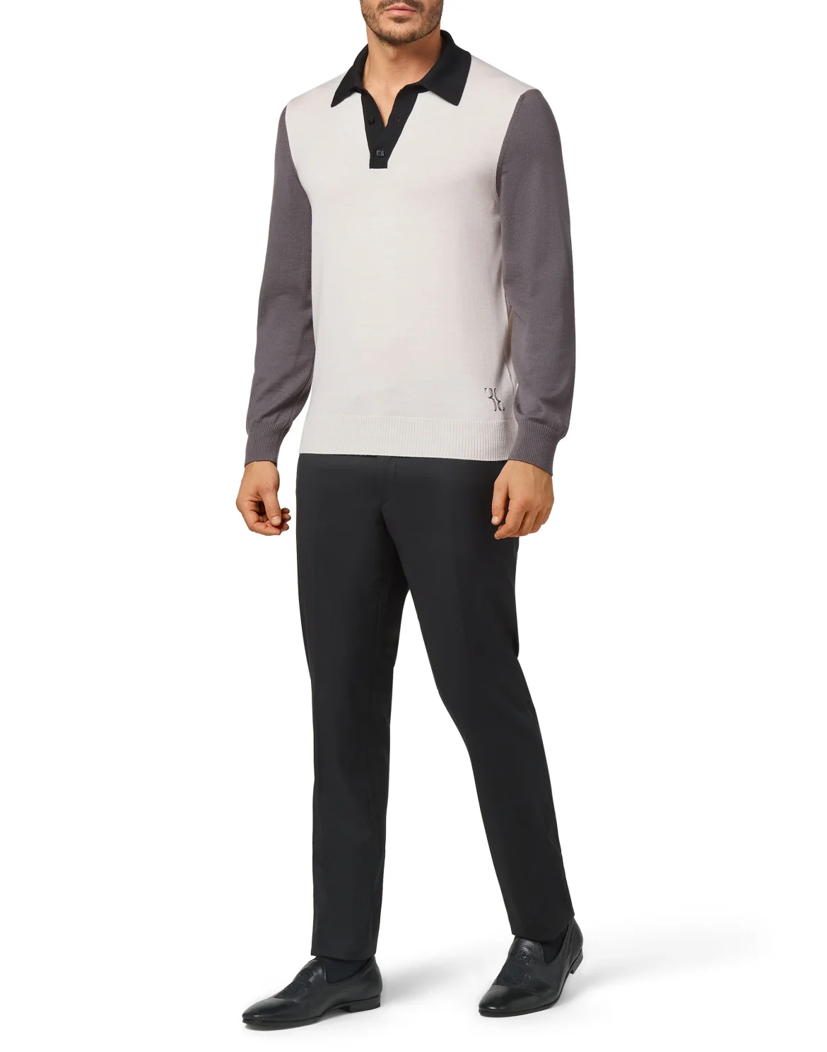 Merino wool Pullover Polo-Neck LS Color Block, цвет: Бежевый