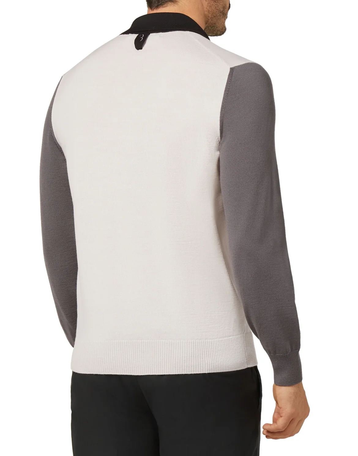 Merino wool Pullover Polo-Neck LS Color Block, цвет: Бежевый