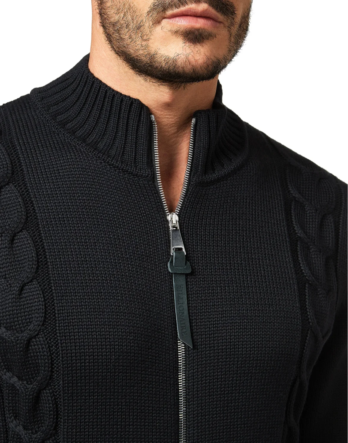 Merino wool Pullover full zip, цвет: Черный
