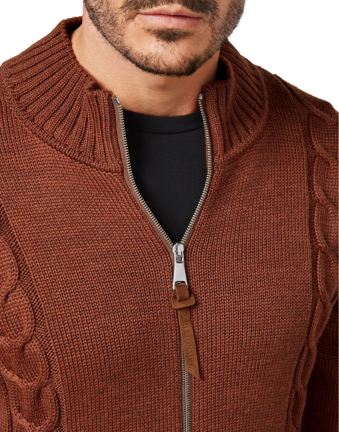 Merino wool Pullover full zip, цвет: Коричневый