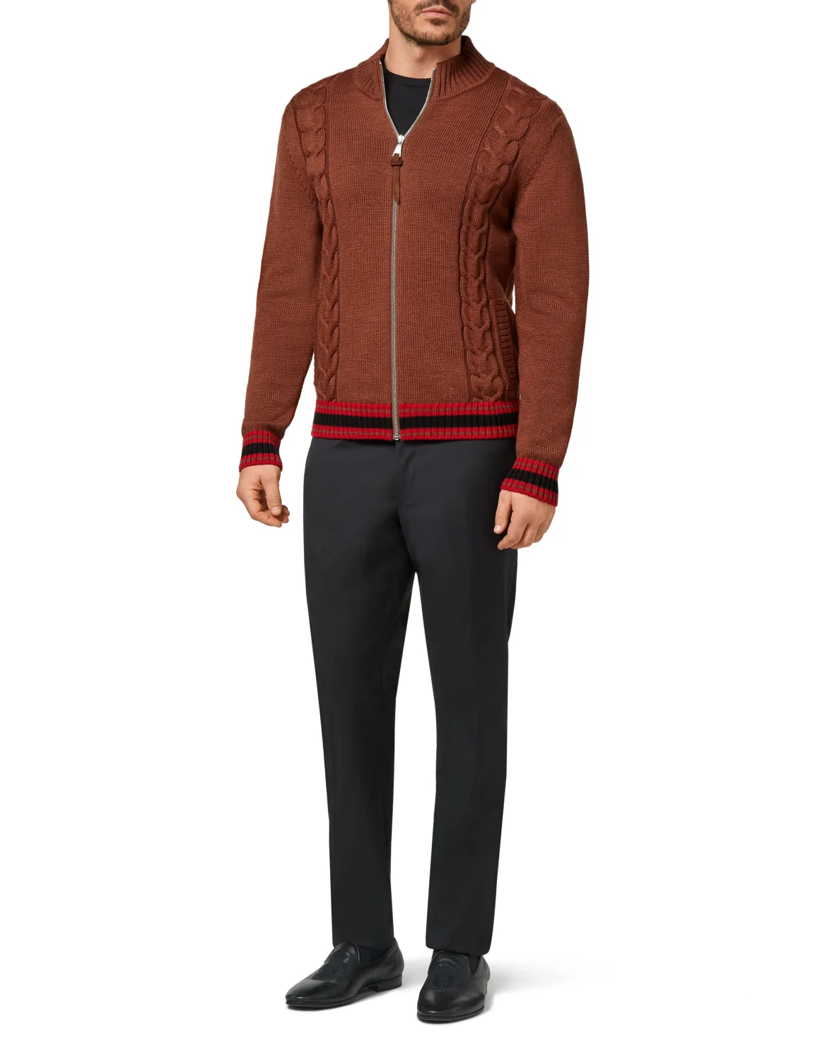 Merino wool Pullover full zip, цвет: Коричневый