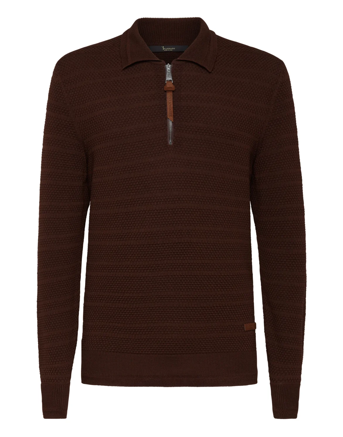Merino wool Pullover zip mock Istitutional, цвет: Коричневый