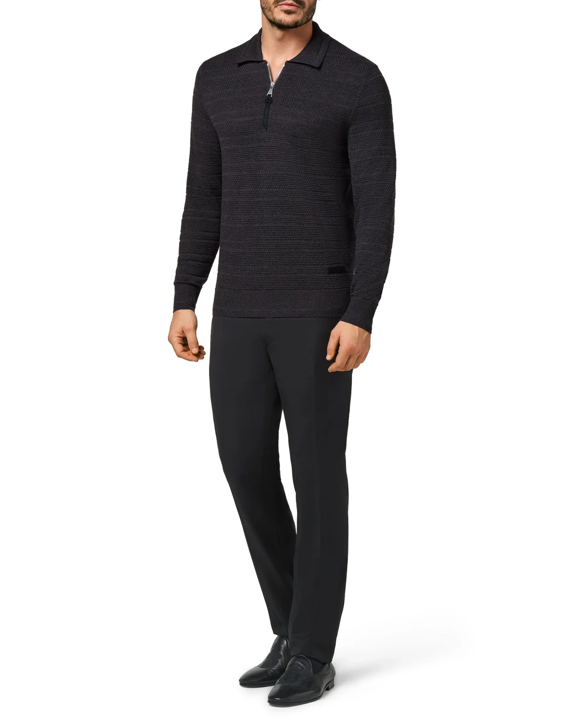 Merino wool Pullover zip mock Istitutional, цвет: Серый