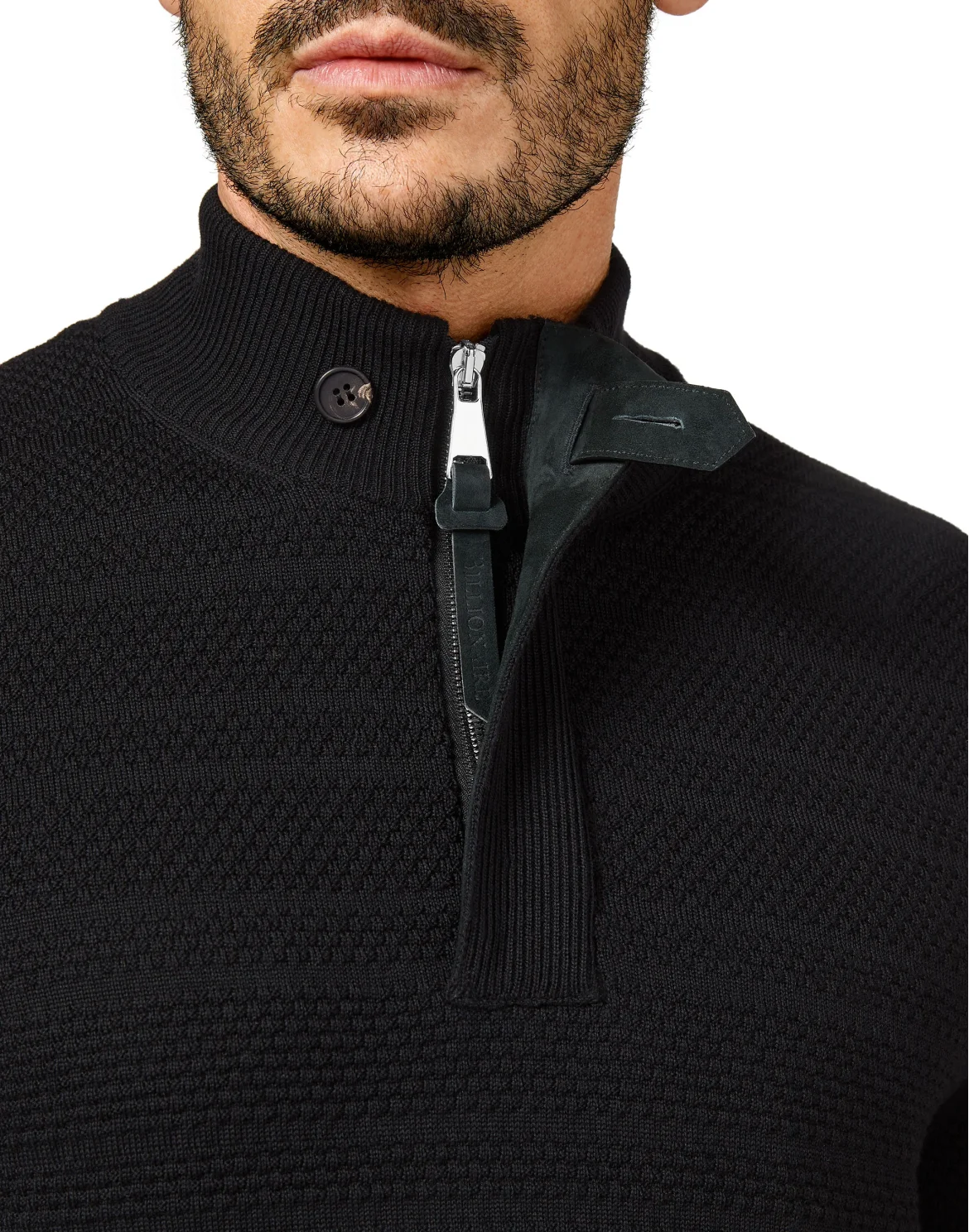 Merino wool Pullover zip mock Istitutional, цвет: Черный