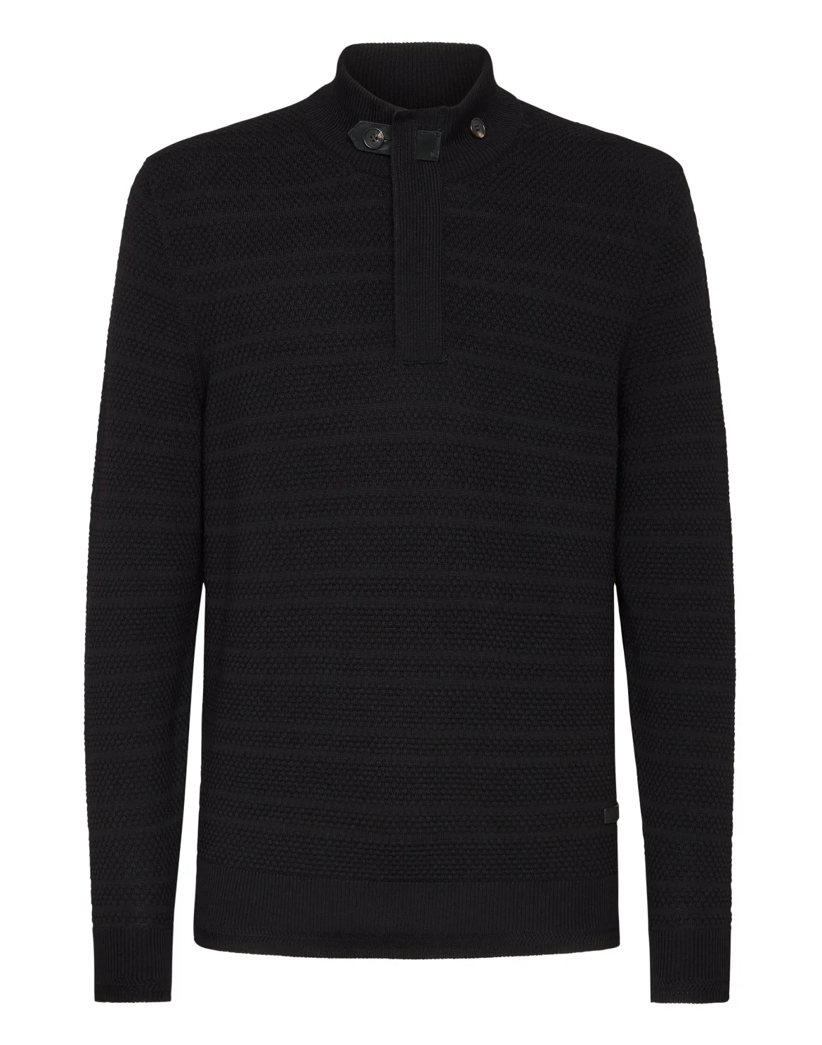 Merino wool Pullover zip mock Istitutional, цвет: Черный