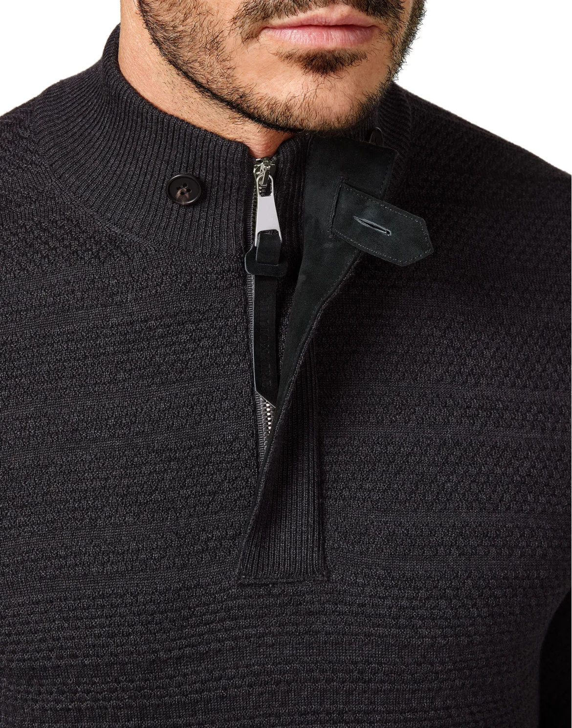 Merino wool Pullover zip mock Istitutional, цвет: Серый