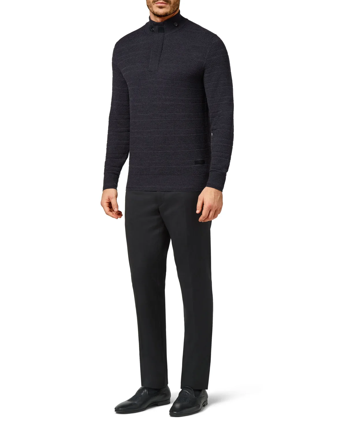 Merino wool Pullover zip mock Istitutional, цвет: Серый