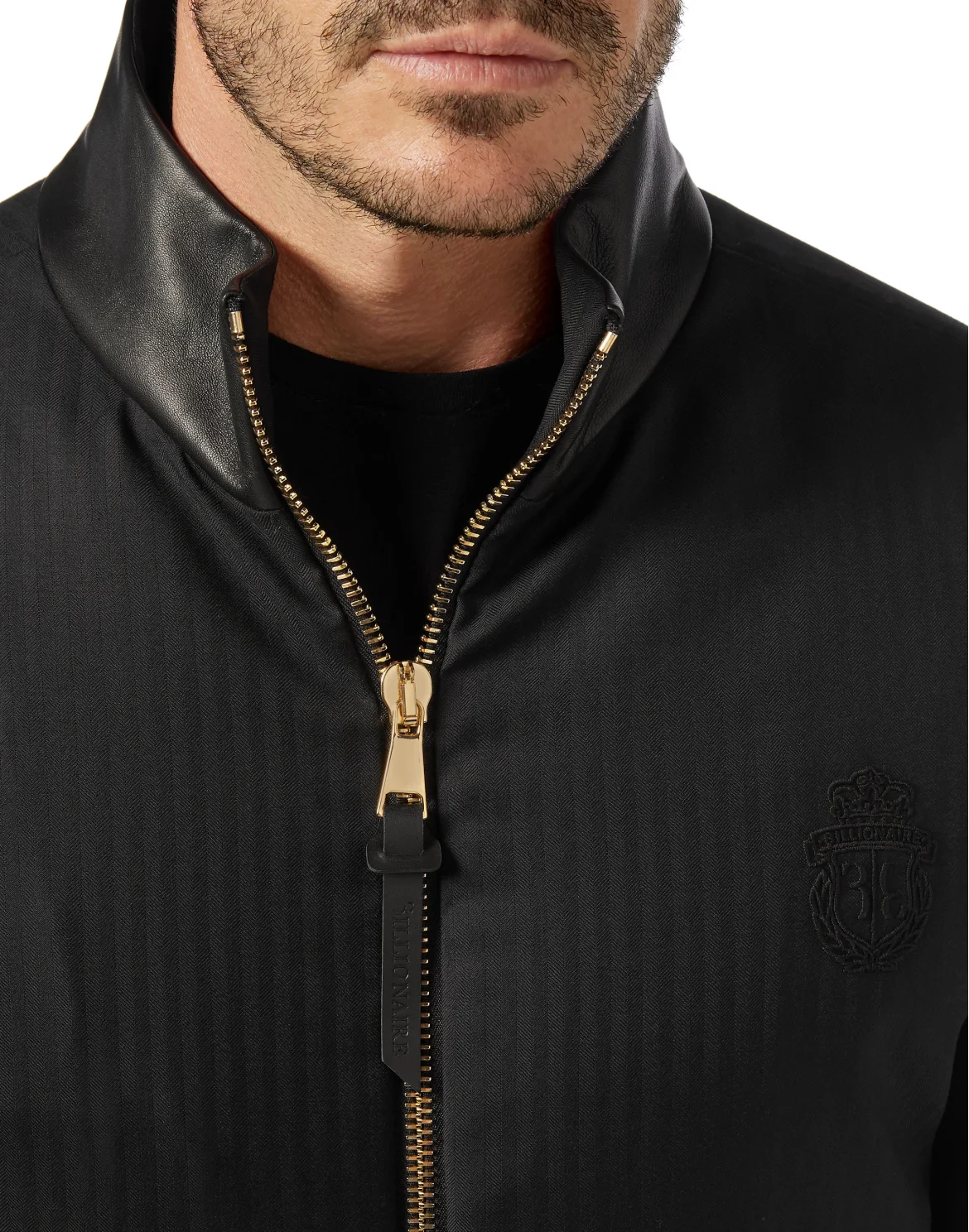 Bicolor Bomber leather inserts Crest, цвет: Черный