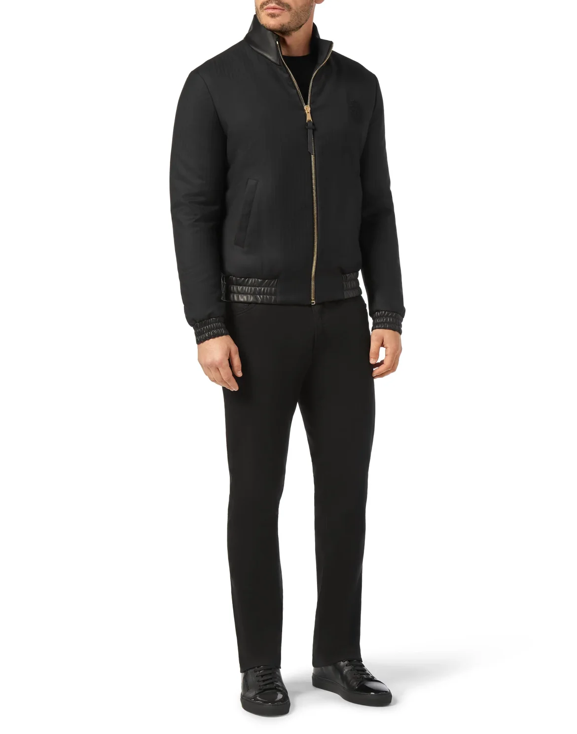 Bicolor Bomber leather inserts Crest, цвет: Черный