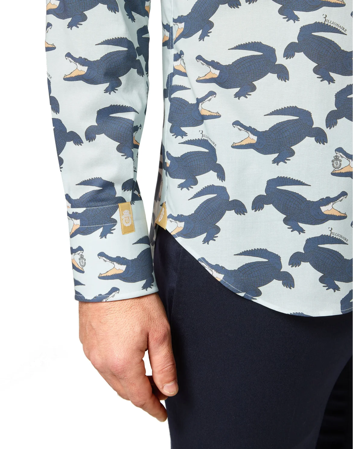 Shirt Silver Cut LS All over print Crocodile, цвет: Голубой