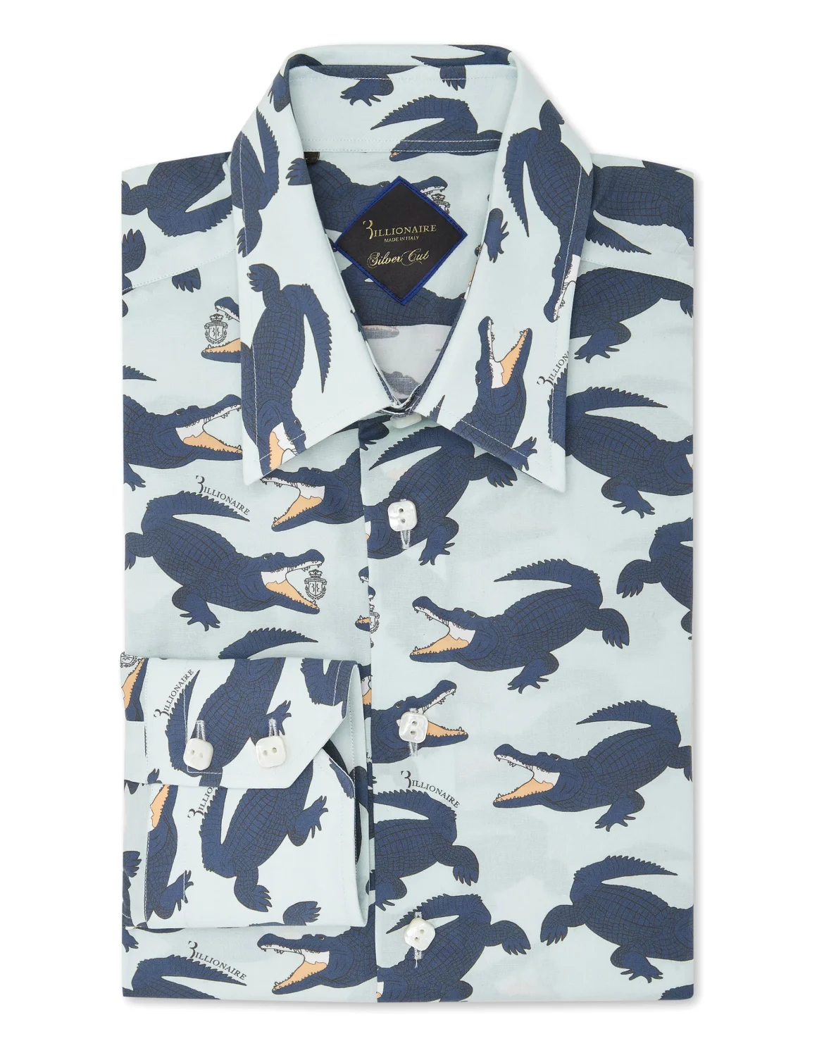 Shirt Silver Cut LS All over print Crocodile, цвет: Голубой