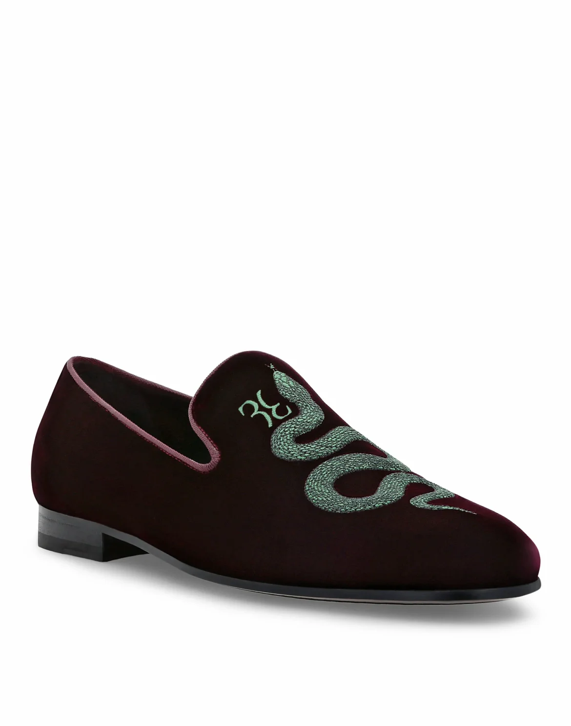 Velvet Loafers Snake, цвет: Красный