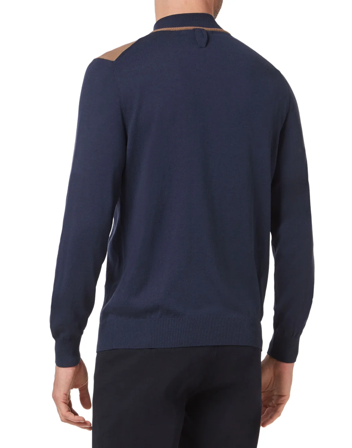 Knit High Neck Zip Up Pullover, цвет: Синий