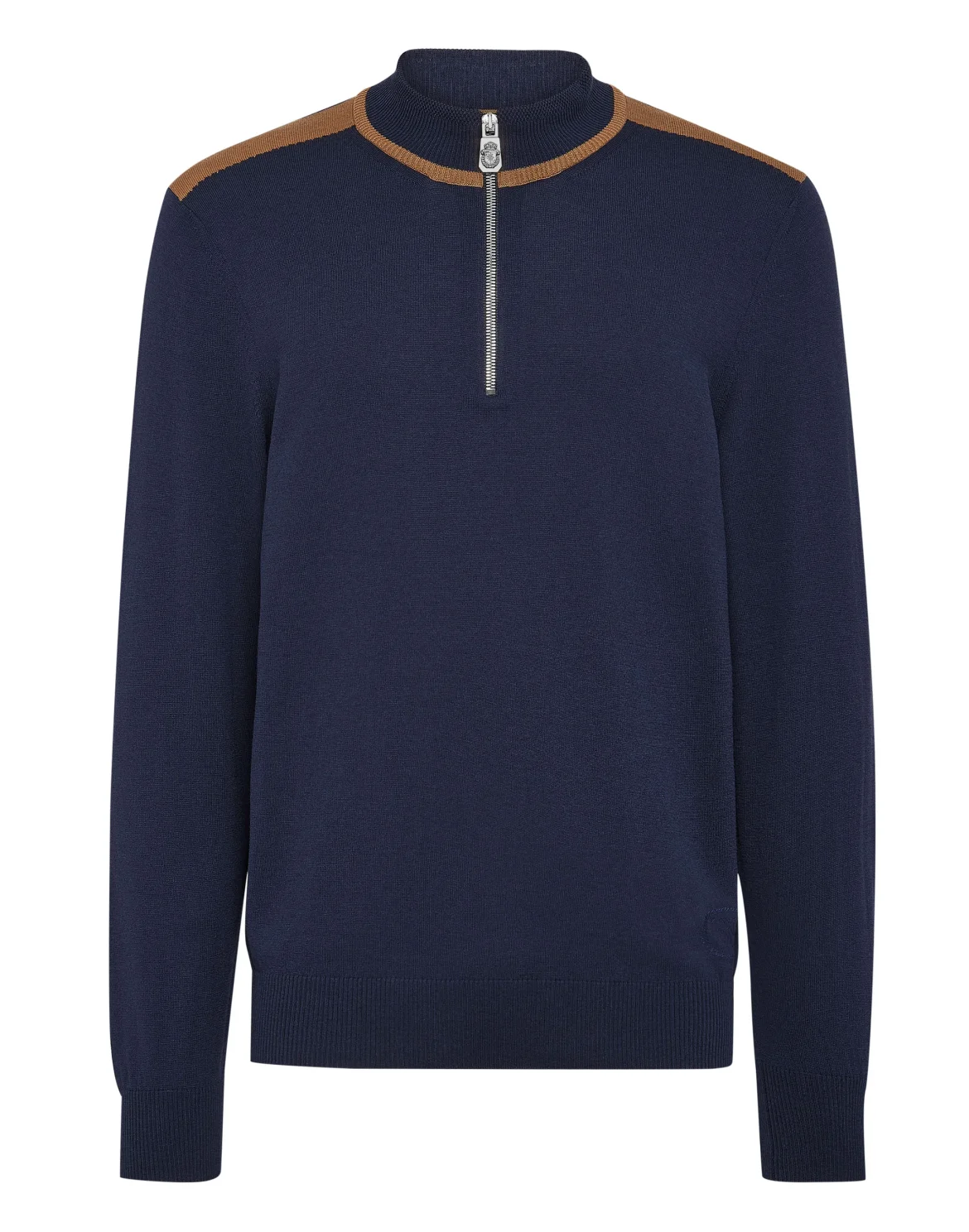 Knit High Neck Zip Up Pullover, цвет: Синий