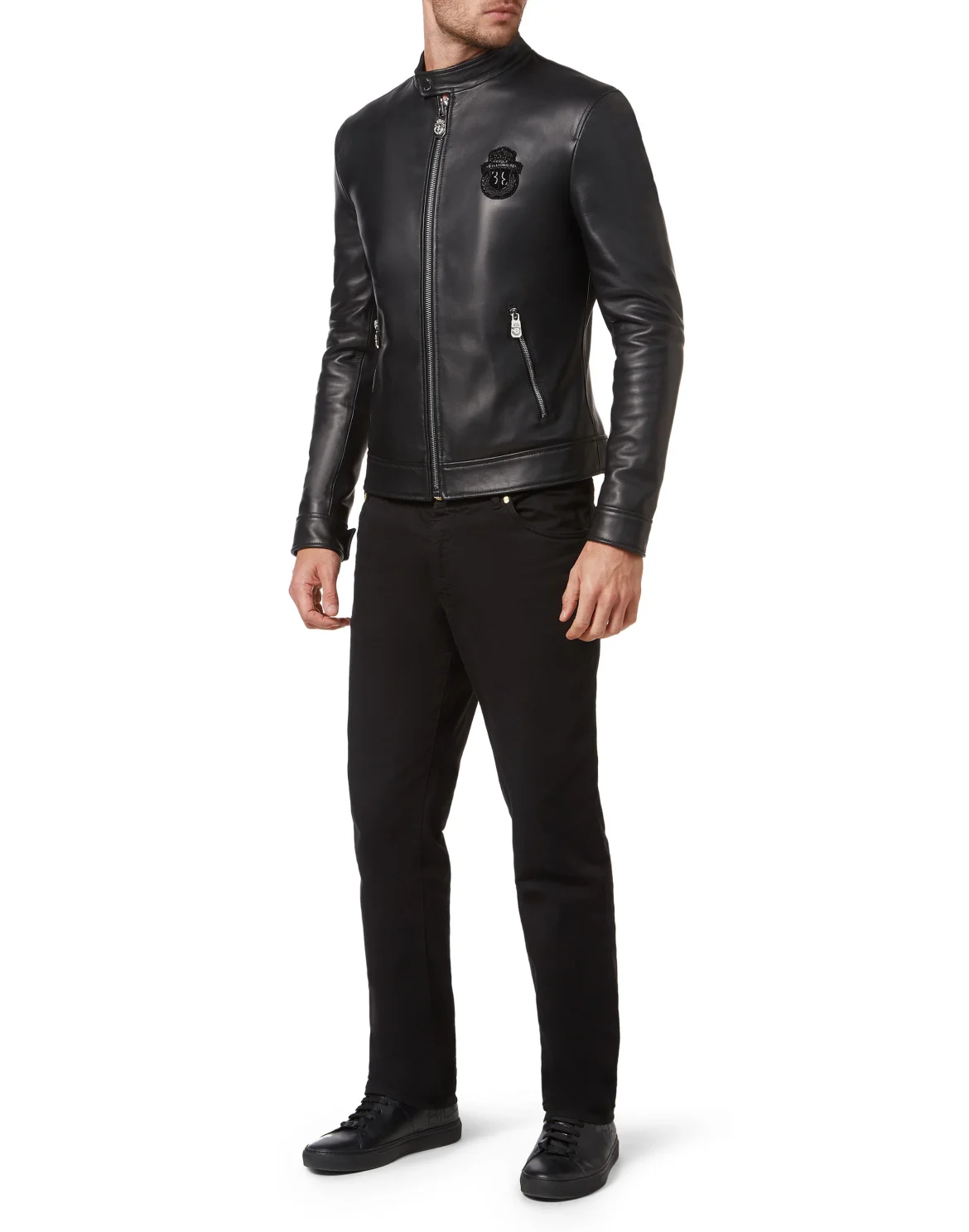 Leather Moto Jacket, цвет: Черный