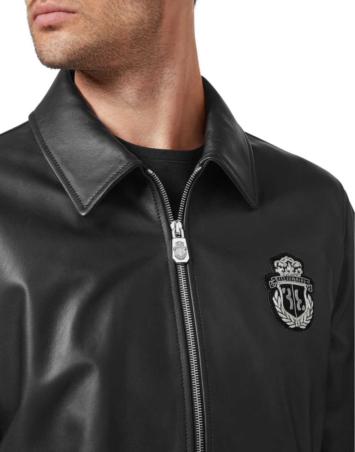 Leather Bomber, цвет: Черный
