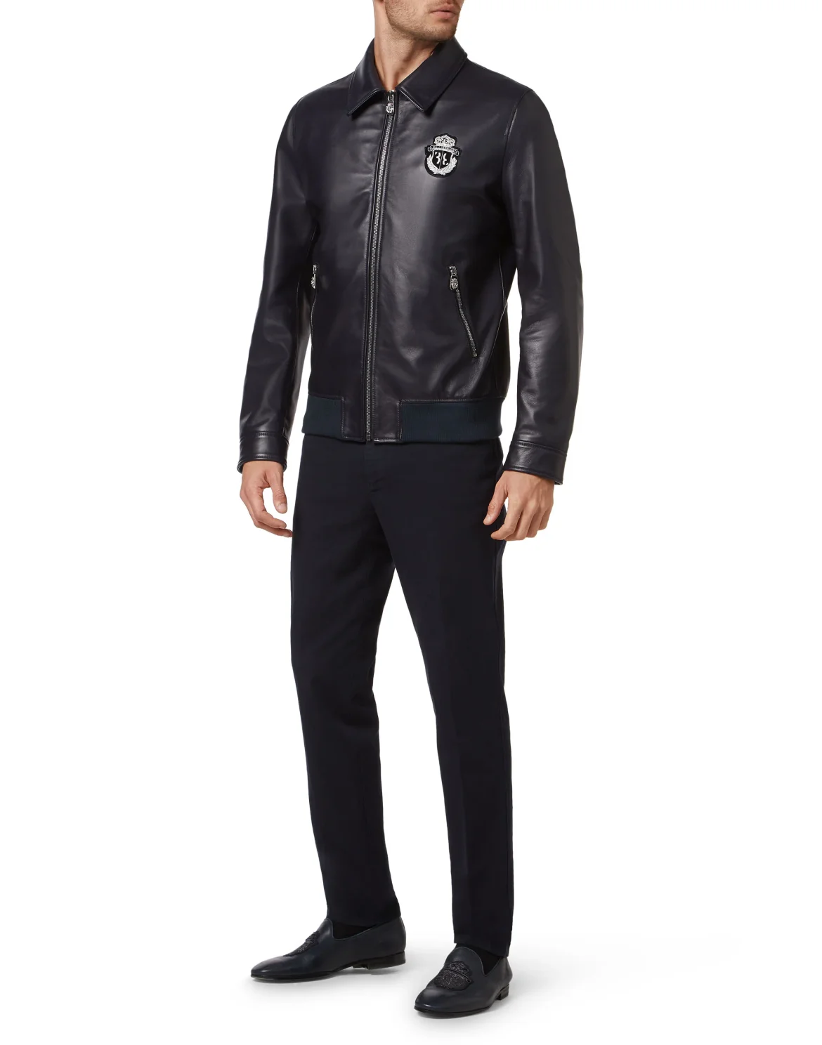 Leather Bomber, цвет: Синий