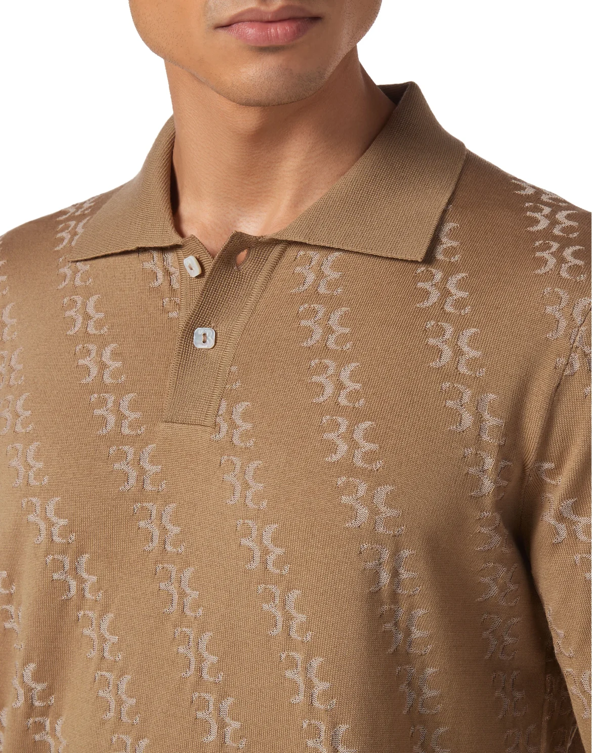 Wool and Silk Pullover Polo-Neck LS, цвет: Бежевый