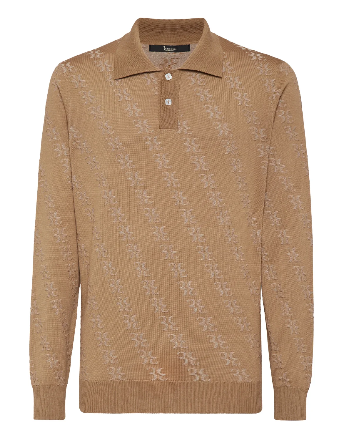 Wool and Silk Pullover Polo-Neck LS, цвет: Бежевый