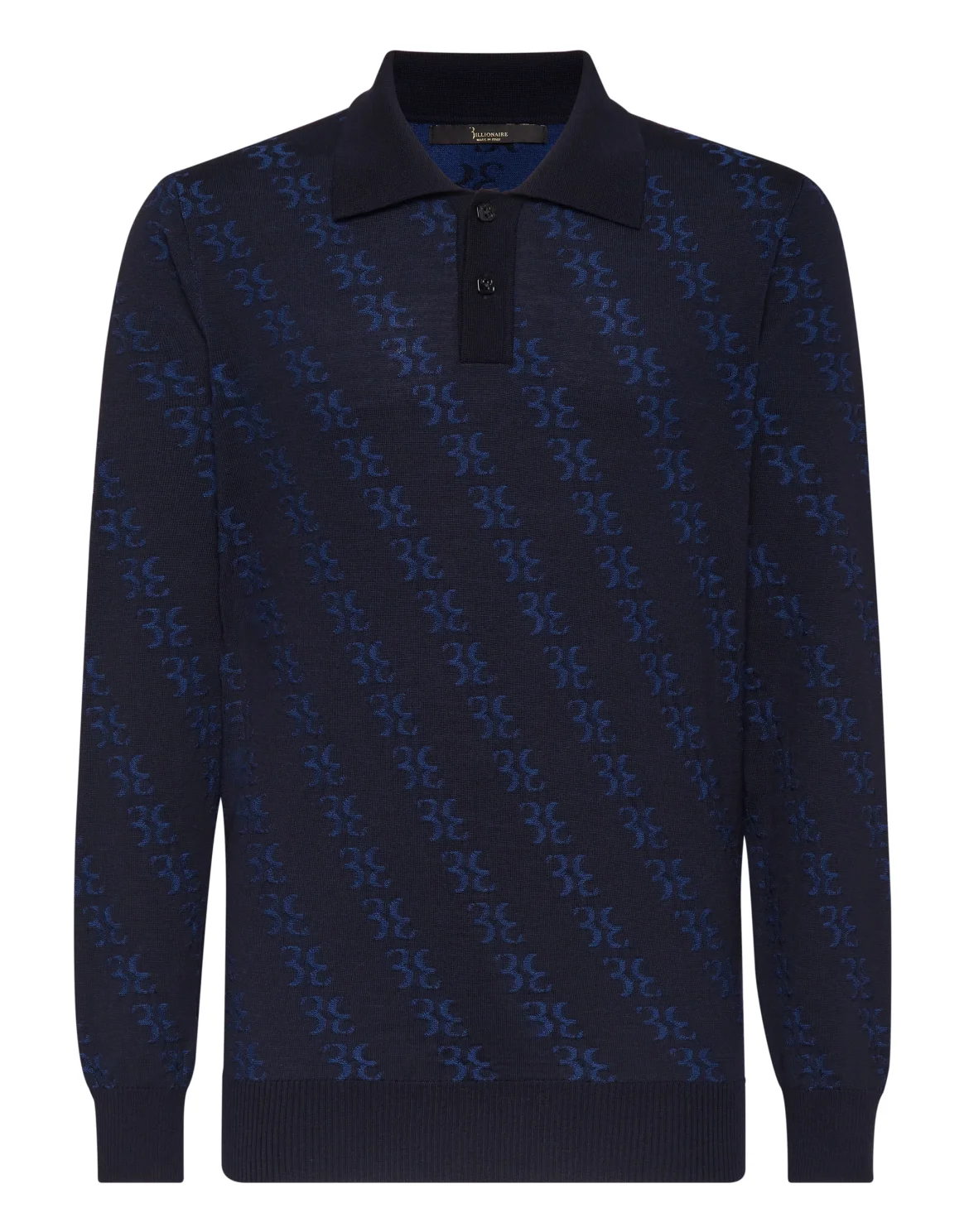 Wool and Silk Pullover Polo-Neck LS, цвет: Синий