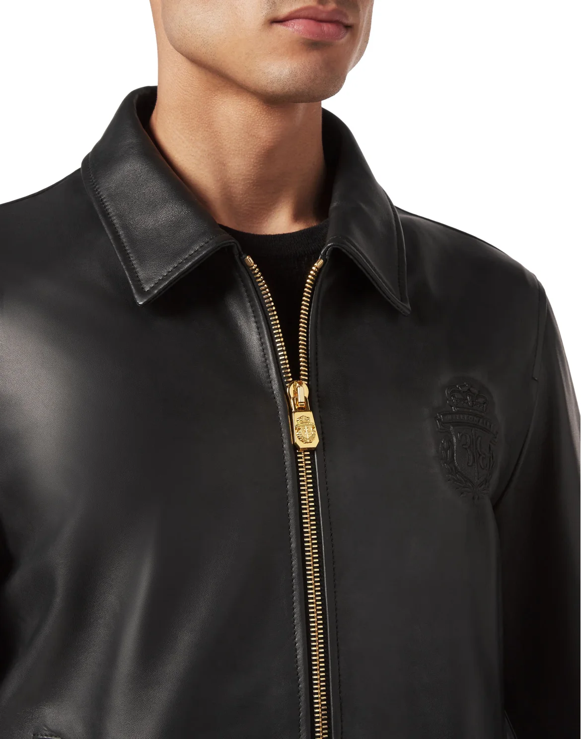 Leather Bomber, цвет: Черный